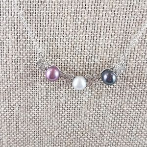 Sterling Silver X's &O's Cultured Pearl Necklace